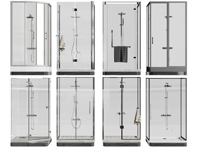 现代玻璃淋浴房3d模型 现代玻璃淋浴房