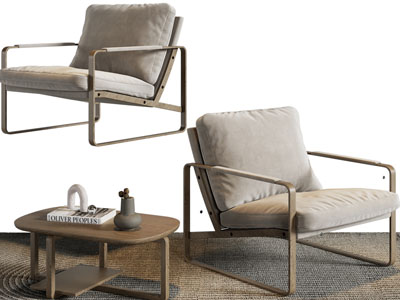 现代实木休闲椅子、边几