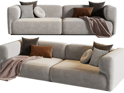 现代布艺双人沙发3d模型 现代布艺双人沙发