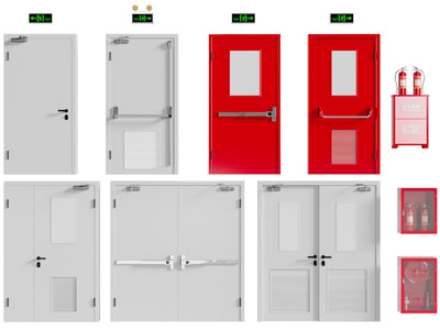 现代防火门、消防栓3d模型 现代防火门、消防栓