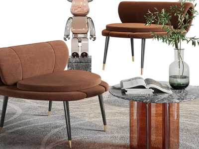 现代休闲椅子、边几