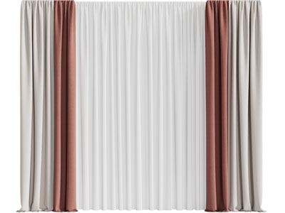 现代布艺撞色窗纱窗帘