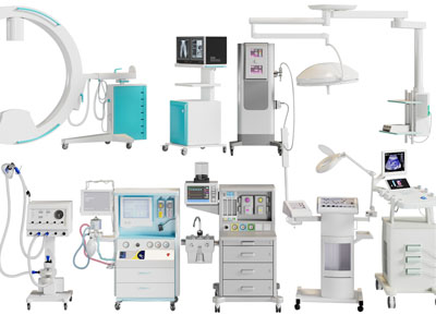 现代手术灯、B超机、磁共振检查仪3d模型 现代手术灯、B超机、磁共振检查仪