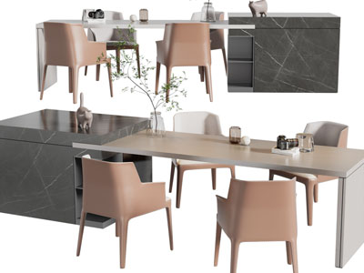 现代带吧台的餐桌椅组合