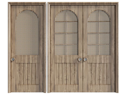 侘寂风单扇、双扇实木平开门