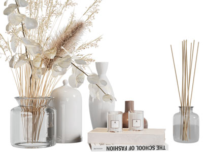 现代花瓶花卉、香薰烛台摆件组合