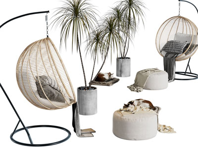 现代吊椅、坐墩