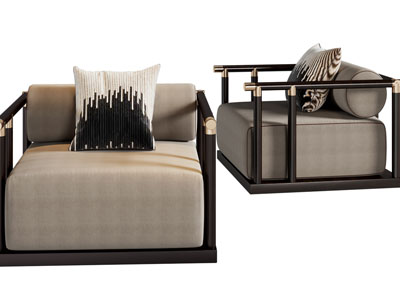 新中式单人沙发3d模型 新中式单人沙发