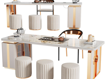 新中式大理石茶桌椅组合