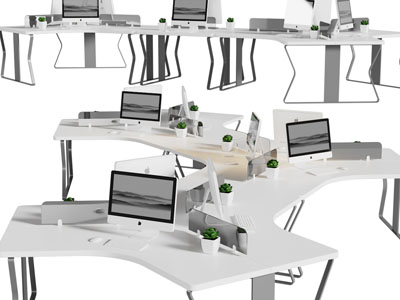 现代多人位办公桌椅组合