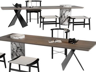 新中式书桌椅组合