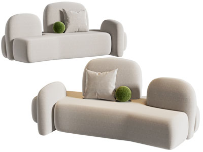 侘寂风双人沙发3d模型 侘寂风双人沙发