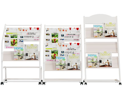 现代带滑轮可移动的书籍杂志收纳架