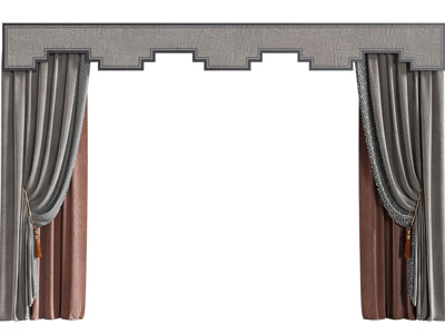 新中式带窗帘盒的撞色窗帘