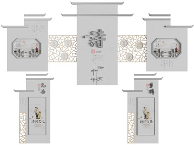 新中式景观墙、文化墙