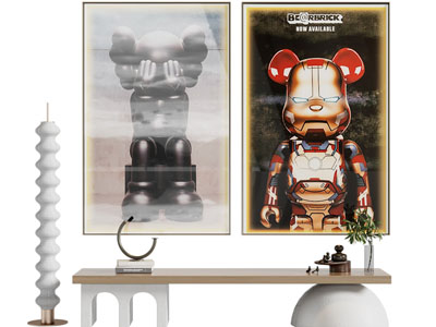 现代kwas公仔、暴力熊图案装饰挂画