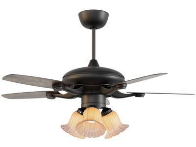 美式花朵灯罩的风扇灯