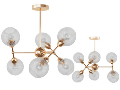 现代轻奢花纹玻璃灯罩吊灯