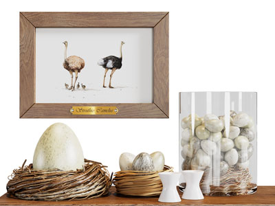 现代鸵鸟蛋摆件组合