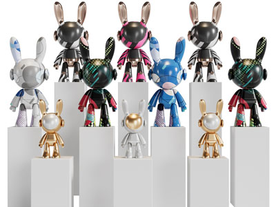 现代兔子雕塑雕刻摆件