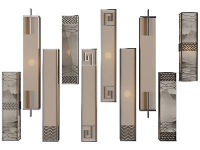 新中式装饰山水图案的壁灯