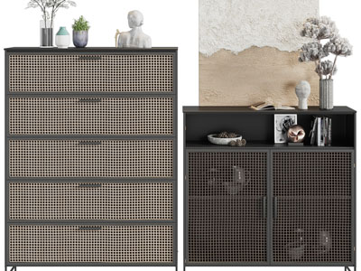 侘寂风镂空柜门玄关柜、边柜、斗柜