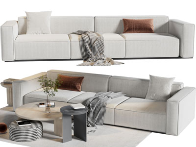 现代多人沙发、茶几组合