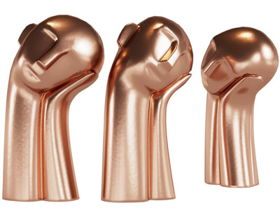 现代托腮思考的雕塑雕刻