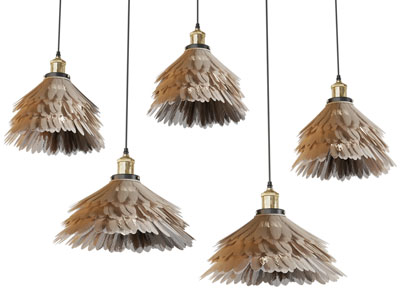 现代羽毛修饰的吊灯