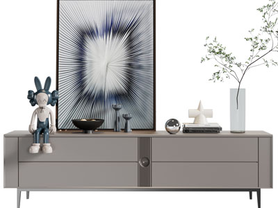 现代电视柜、摆件组合