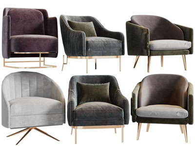 现代轻奢单人沙发、休闲椅子3d模型 现代轻奢单人沙发、休闲椅子