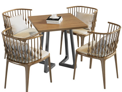 现代方形休闲桌椅组合