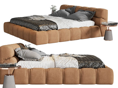 现代布艺双人床