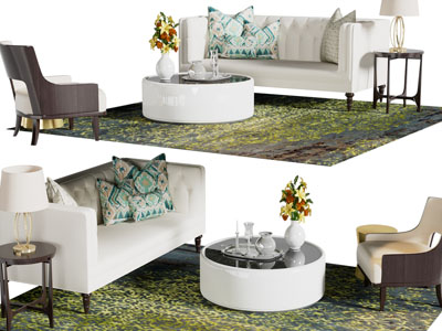 现代双人、单人沙发、茶几组合