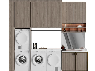 现代实木洗衣机储物收纳柜