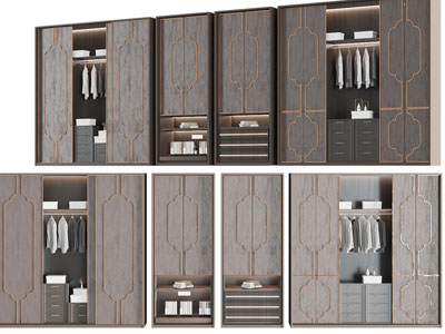新中式衣柜3d模型 新中式衣柜