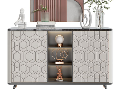 现代装饰多边形纹理的玄关柜、边柜