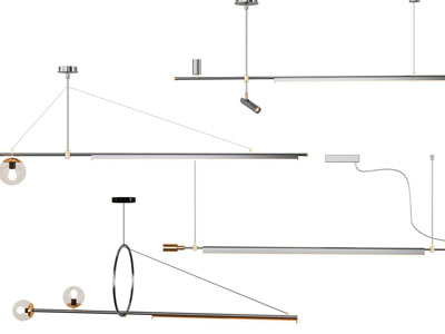 现代细金属灯管吊灯