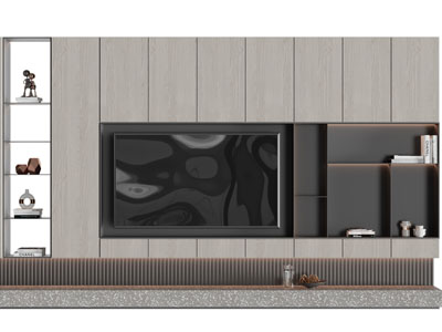 现代电视背景墙3d模型 现代电视背景墙