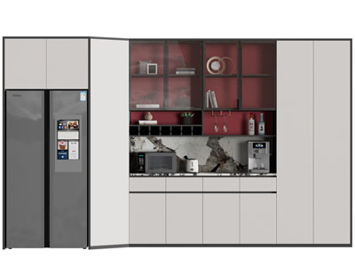 现代嵌入冰箱的酒柜