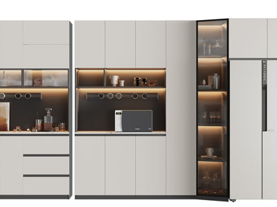 现代嵌入冰箱的酒柜