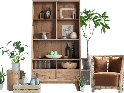 现代实木餐边柜、休闲椅子