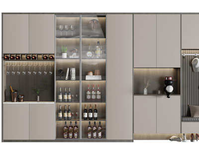 现代撞色装饰酒柜