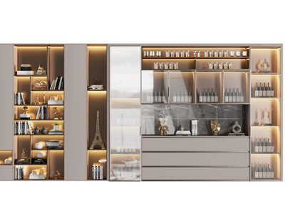 现代装饰灯带的酒柜