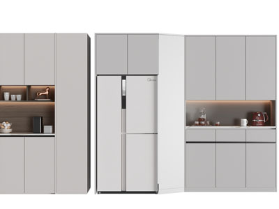 现代嵌入冰箱的酒柜