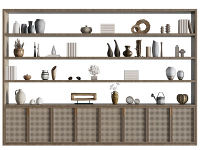 侘寂风上部开放式装饰柜