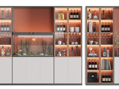 现代装饰鱼缸的酒柜