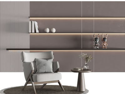 现代休闲单人沙发、边几3d模型 现代休闲单人沙发、边几