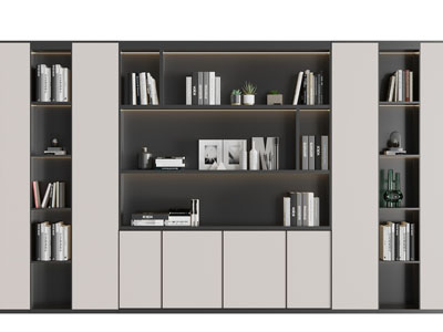 现代黑白撞色书柜