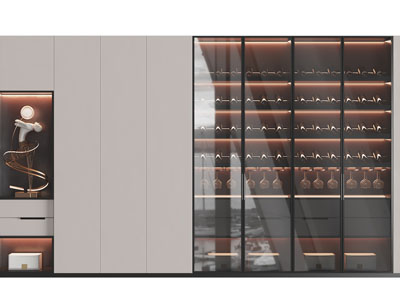 现代玻璃柜门加宽酒柜
